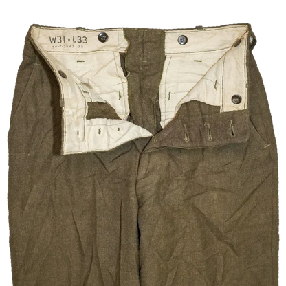 USGI M45 Olive Wool Field Trousers - 31x33, Small - US Army Surplus - Combat Trousers