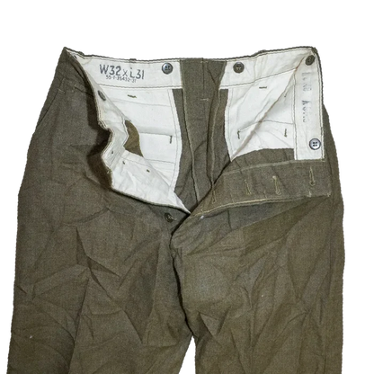 USGI M45 Olive Wool Field Trousers - 32x31, Medium, Item 2 - US Army Surplus - Combat Trousers