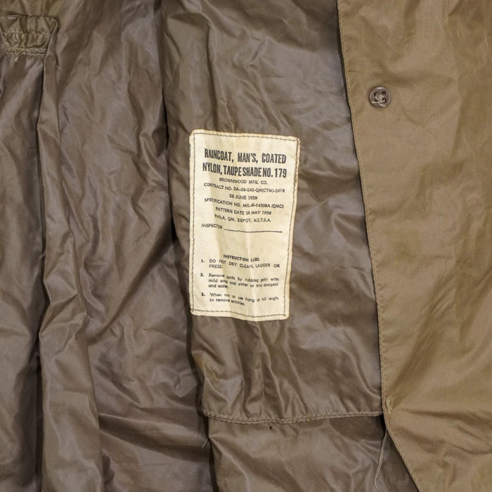 USGI Taupe Shade No. 179 Nylon Raincoat - 38R, Medium - US Army Surplus - Rain Jackets