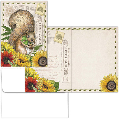 Vintage Squirrel & Sunflower | Notecards with keepsake box