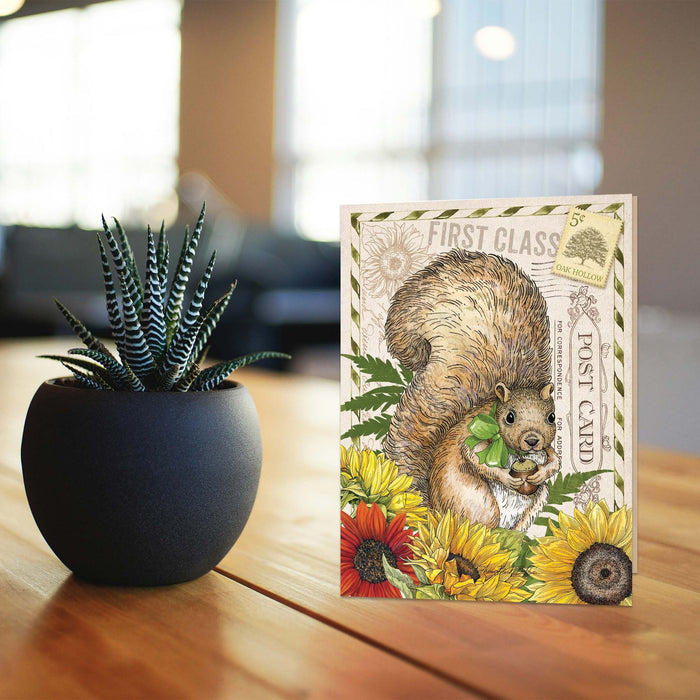Vintage Squirrel & Sunflower | Notecards with keepsake box