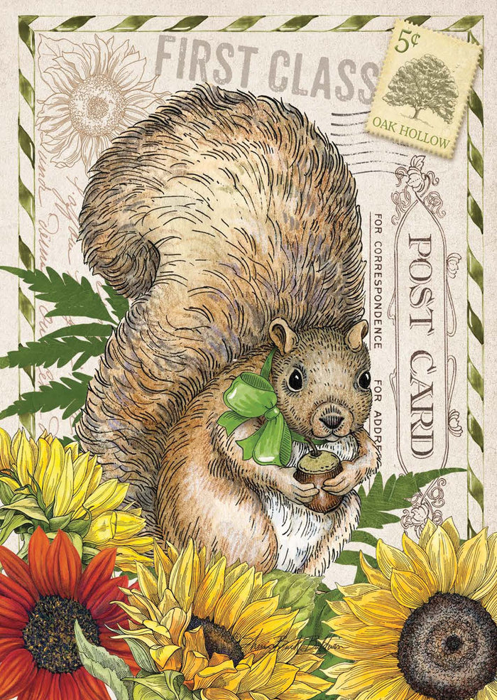 Vintage Squirrel & Sunflower | Notecards with keepsake box