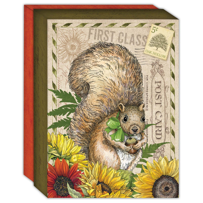 Vintage Squirrel & Sunflower | Notecards with keepsake box