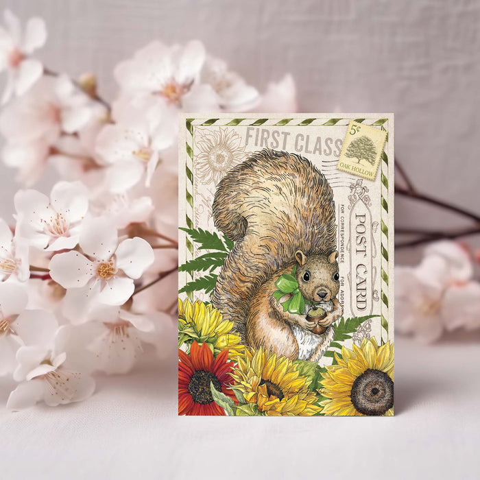 Vintage Squirrel & Sunflower | Notecards with keepsake box
