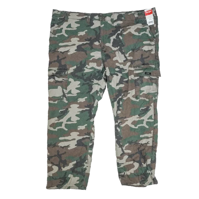 Wrangler Woodland Camo Ripstop Trousers - 50x30, 3XLarge - Army & Outdoors - Cargo Trousers