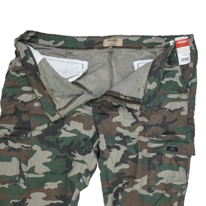 Wrangler Woodland Camo Ripstop Trousers - 50x30, 3XLarge - Army & Outdoors - Cargo Trousers
